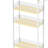 Laundry Storage Cart On Wheels And Wood Table Top Mobile Shelving Unit