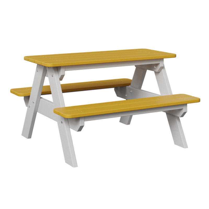 Table de pique-nique rectangulaire pour enfants Berlin Gardens, Jaune soleil / blanc
