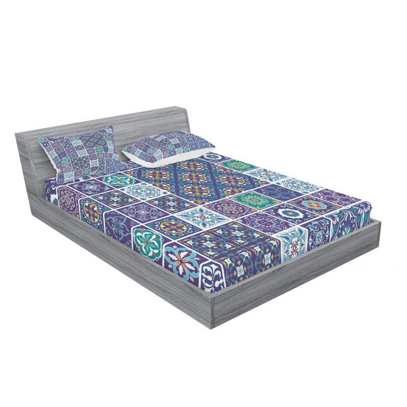 Ensemble de draps Azulejo Traditional Mosaic, Ensemble de drap pour grand lit avec drap-housse