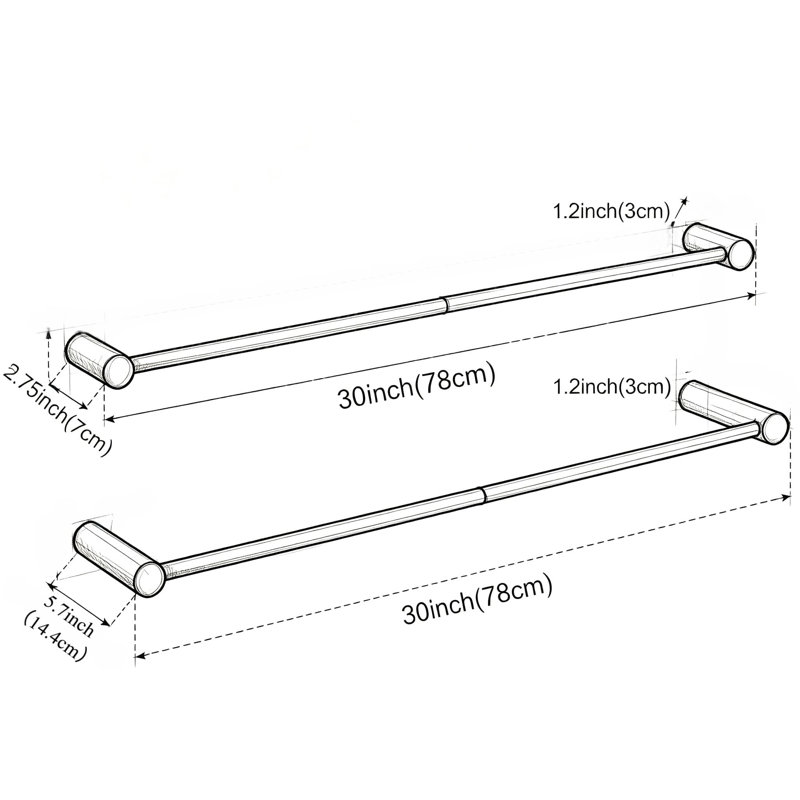 Towel Racks for Bathroom, Stainless Steel Double Towel Bar with Wall Mounted, Modern Towel Rod for Bathroom Kitchen Laundry, Rectangular Frame Bath Towel Holder, Rust Resistant Towel Shelf