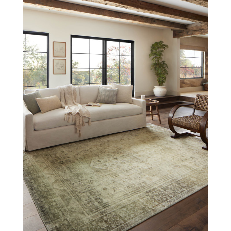 Magnolia Home By Joanna Gaines X Loloi Banks Machine Washable Natural / Granite Area Rug, Rectangle 2'3" x 3'9"