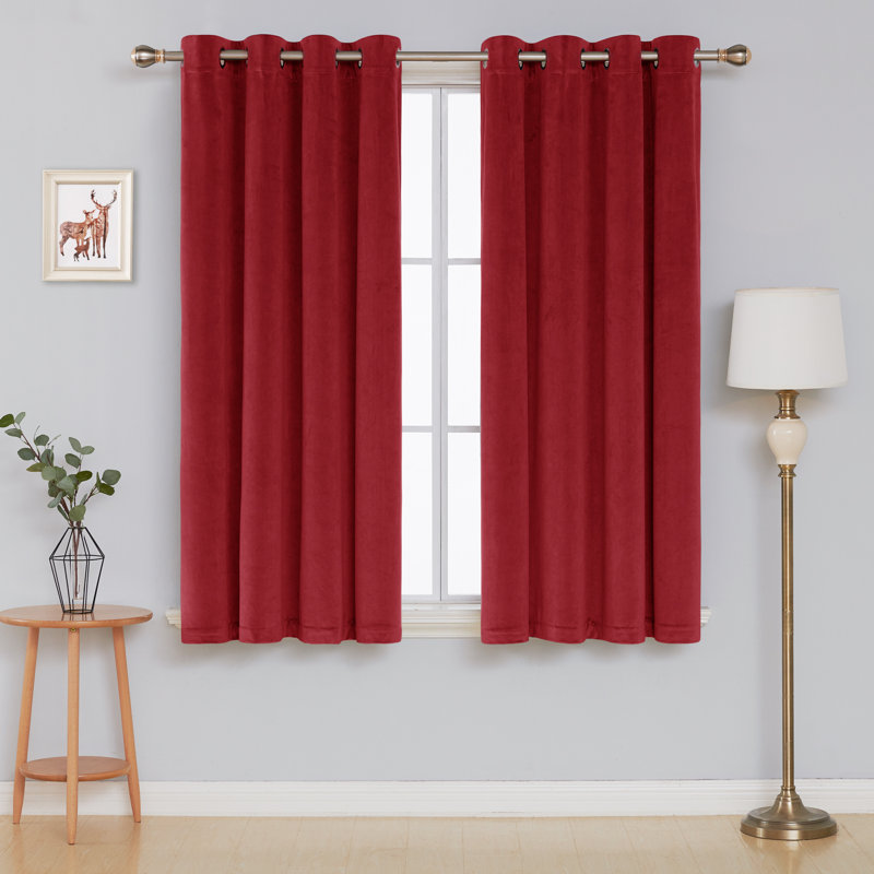 Faroe Blackout Curtain Pair, Red, Width 117 x Drop 138 cm