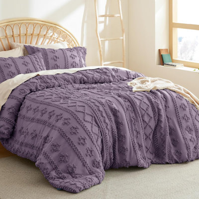 Ensemble d'édredon simple / simple TG Dorm Bedding - ensemble d'édredon bohème gris-gris, ensemble de literie 2 pièces à broderie Shabby Chic Farmhouse, cadeaux pour femme, édredon en jacquard doux