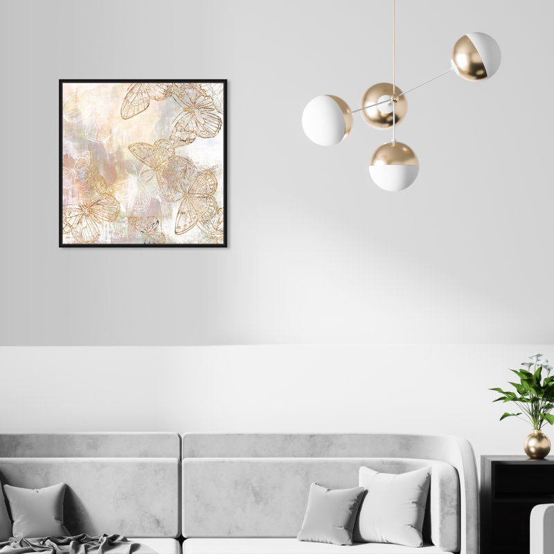 Animaux, insectes de jardin, impression sur toile, Toile avec cadre noir, H 20 po x l 20 po