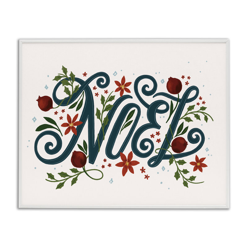 Noel with Rustic Winter Botanicals, art de la giclée encadrée, design par Loni Harris, H 16 po x l 20 po