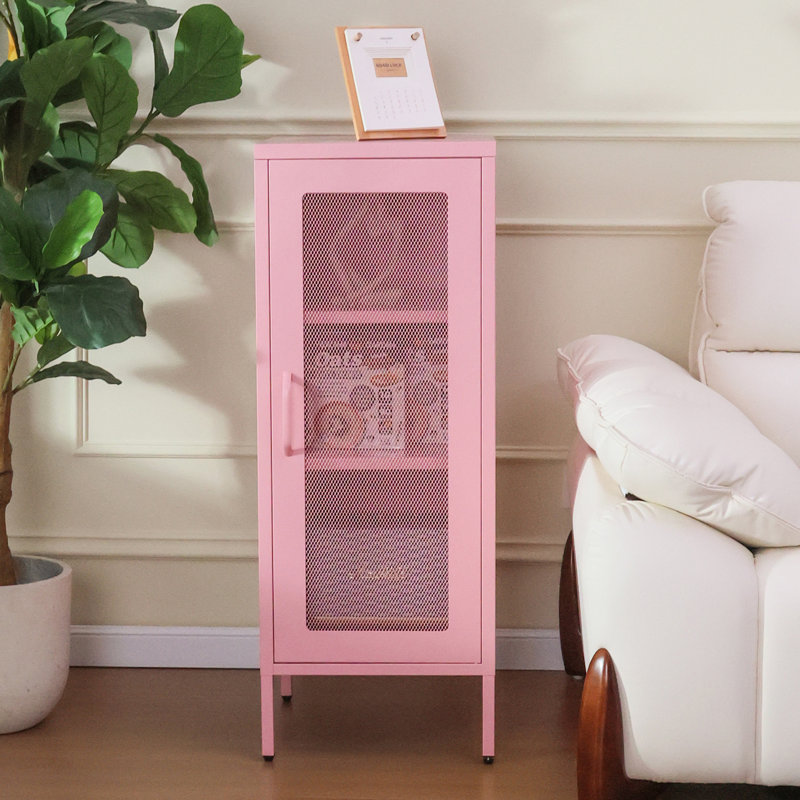 Mully Metal Accent Cabinet, Pink