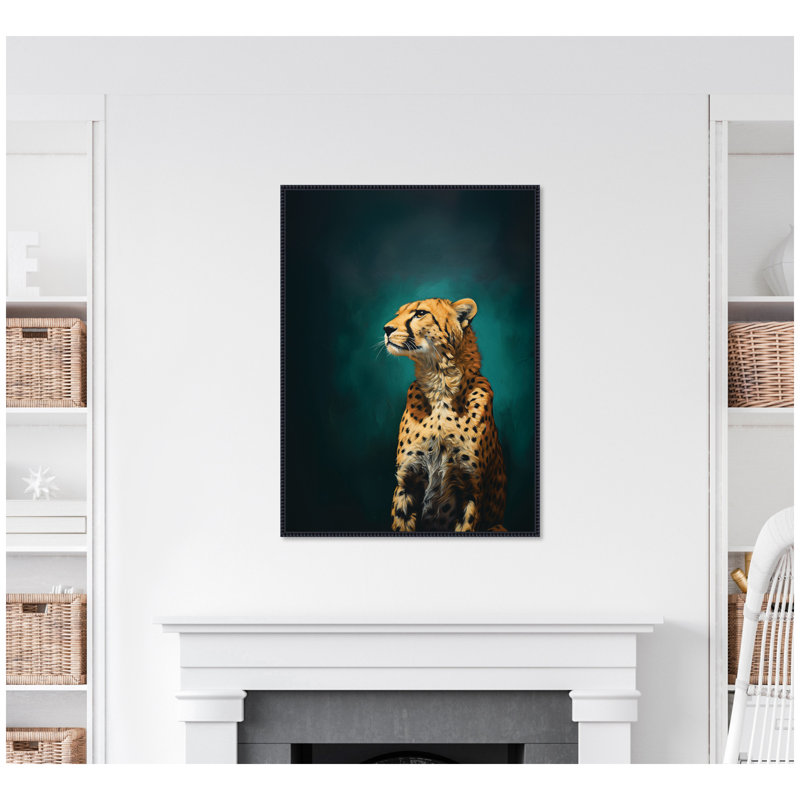 «Twilight Teal Leopard» par The Creative Bunch Studio, reproduction d'art sur toile encadrée