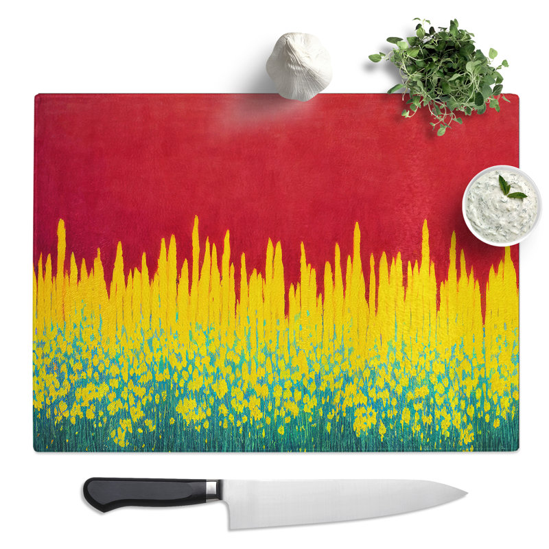 Distinguished Abstract Flowers  Glass Chopping Board