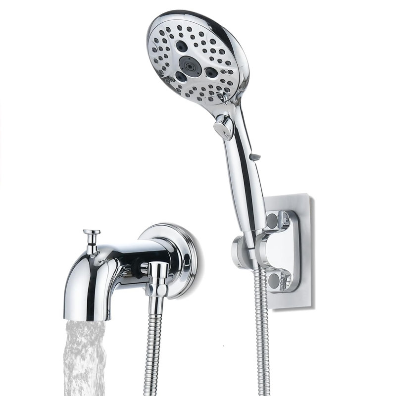 Robinet de baignoire à inverseur avec douche à main à 6 réglages Ift-Up, chrome, valve brute non incluse, Chrome