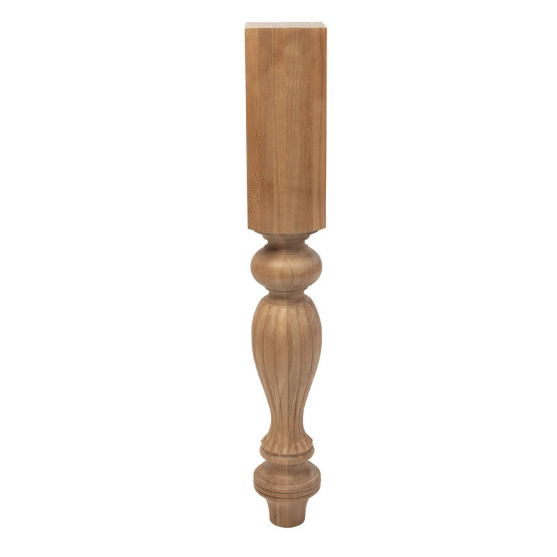 Unfinished Hard Maple French Kitchen Island Leg 35.25" High
