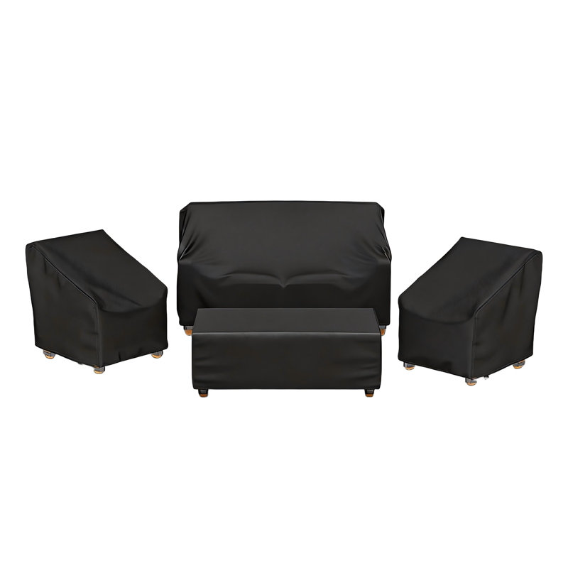 Outdoor Patio Furniture Cover Set Waterproof with Windproof Buckle Strap, 4 Piece, (Black)