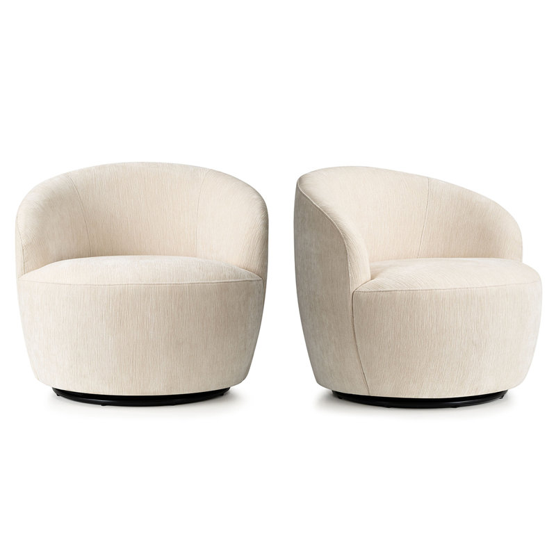 Chaise d'appoint moderne en tonneau pivotant en chenille (ensemble de 2, Beige
