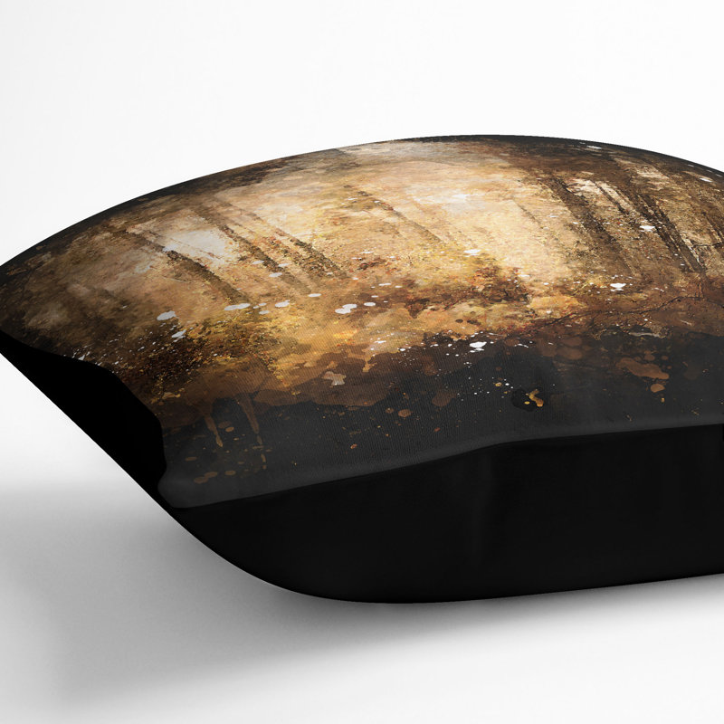 Forest in an Orange Glow Cushion with Filling, 40cm H x 40cm W x 15cm D, Black