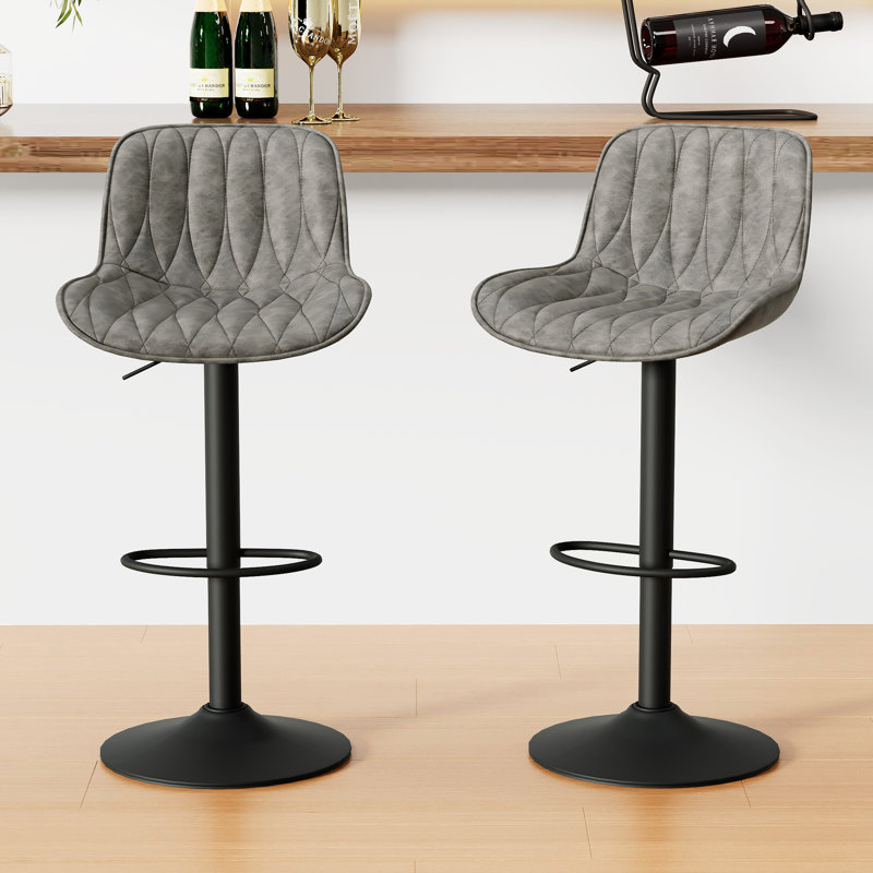 Tabourets de bar pivotants à hauteur réglable de 24 à 33 po avec îlot de cuisine, Gris, 4