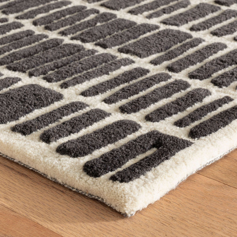 Roark Charcoal Hand Tufted Wool Rug, Rectangle 3' x 5'