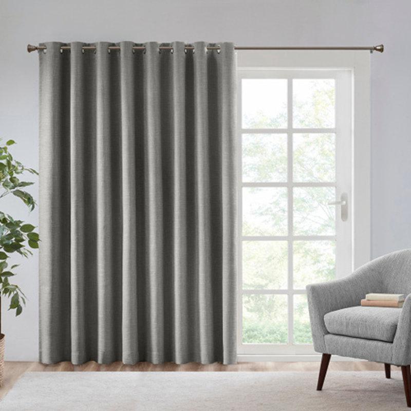 Printed Heathered Blackout Grommet Top Curtain Panel, Gray, 50" W x 54" L