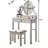 Radiating Gold Makeup Vanity Table And Stool, 3 Drawers, Adjustable Oval Mirror Splendid With-429415774