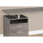 Bureau d'ordinateur en panneau de particules beige lin avec tiroirs de rangement et structure en métal gris, 60 po, configuration gauche / droite réversible, style contemporain