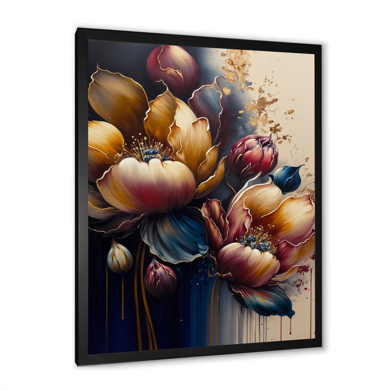 «Lozada Night Shade Tulip Design I», reproduction sur toile, Cadre photo noir, H 20 po x l 12 po x P 1 po