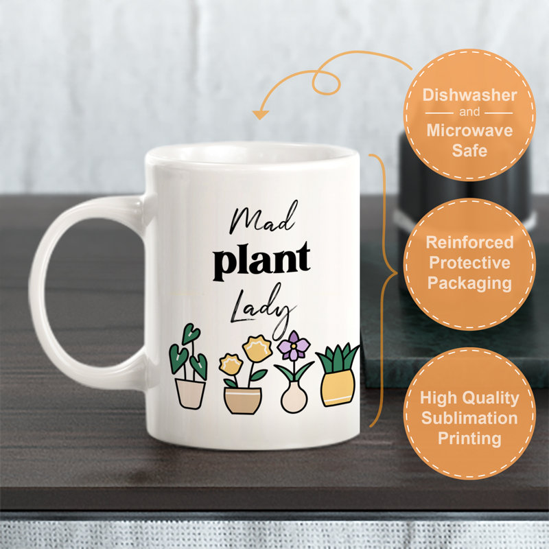 Grande tasse à café Mad Plant Lady, Ensemble de verres à lait, Céramique