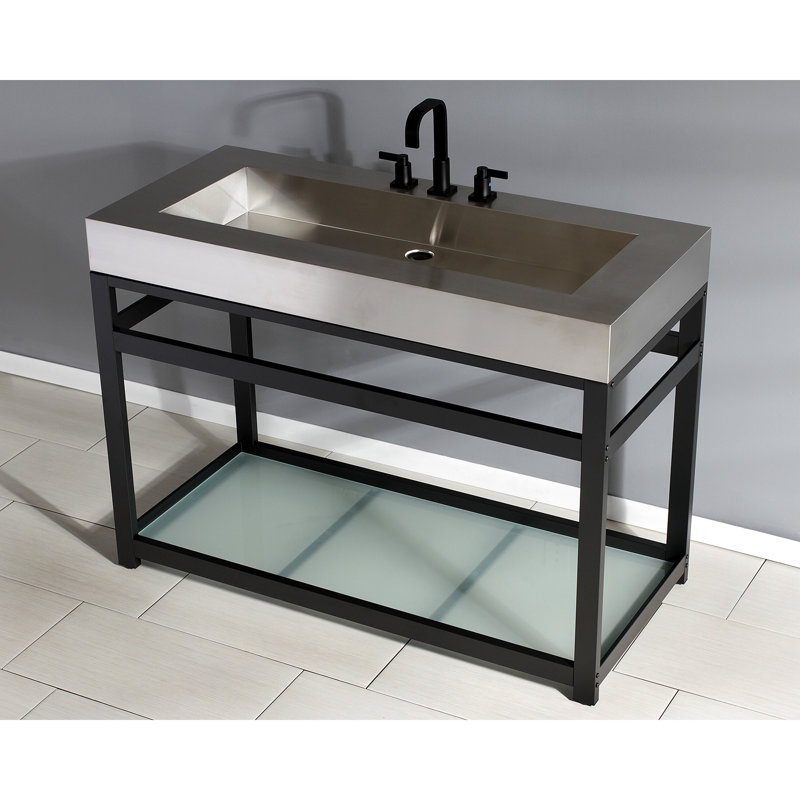 Fauceture Rectangular Console Bathroom Sink, Brushed/Matte Black