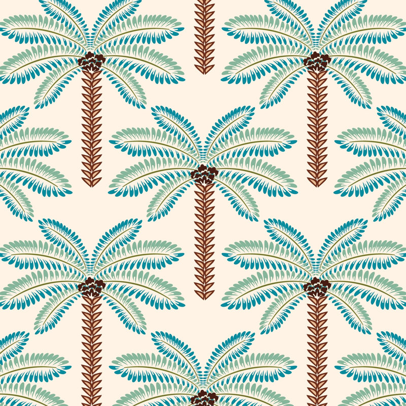 Papier peint tropical avec palmiers, Non tissé, non collé