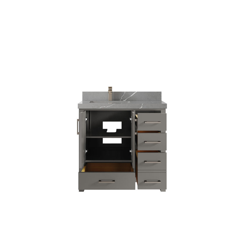 Meuble-lavabo 2 l 72 po x P 22 po Flavell, Gris Piatra, Gris