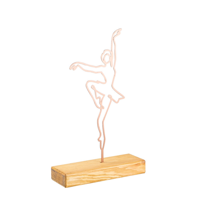 Elegant Decorative Object, Copper Finish, 7.9 x 15.7 x 1.6 inches | 100% Metal with 1.5 mm Thickness, Solid Wood Base with 1.6 inches Thickness | Unique Home Accent, Stylish Design for Living Room & Office Decor