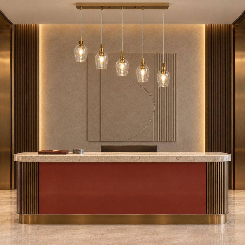 Luminaire suspendu pour îlot de cuisine à 5 lumières Adelgunde