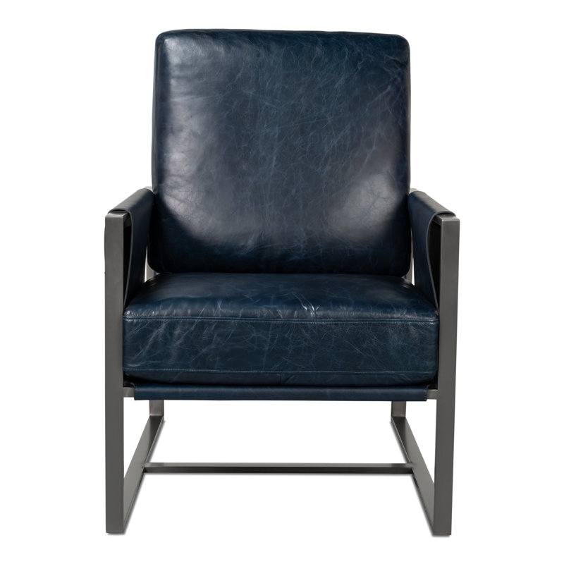 Edmonds Leather Armchair, Blue Leather