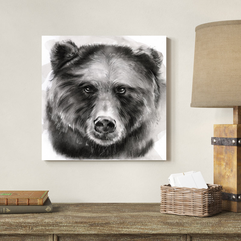 «Bear Grin I», peinture sur toile, H 20 po x l 20 po