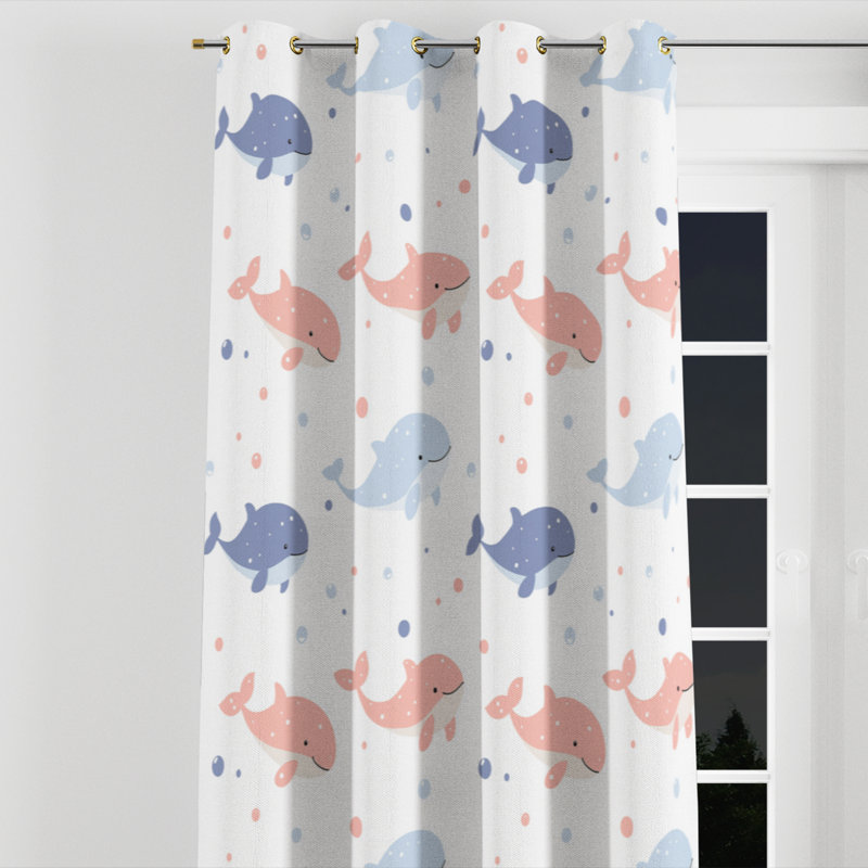 Rideau à œillets Kids Ocean Animals, L 52 po x L 90 po, Œillets argentés