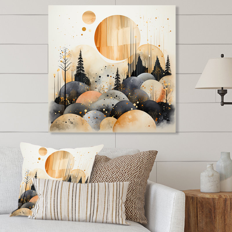 Paysage jaune et noir Symphony III - Paysage abstrait, H 29 po x l 29 po