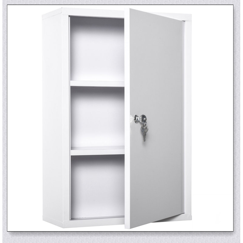 Armoire à pharmacie murale à 3 niveaux pour salle de bain, verrouillable kleankin