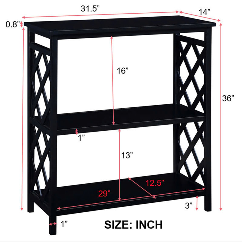 3-Tier Console Table With Storage Shelves, Black