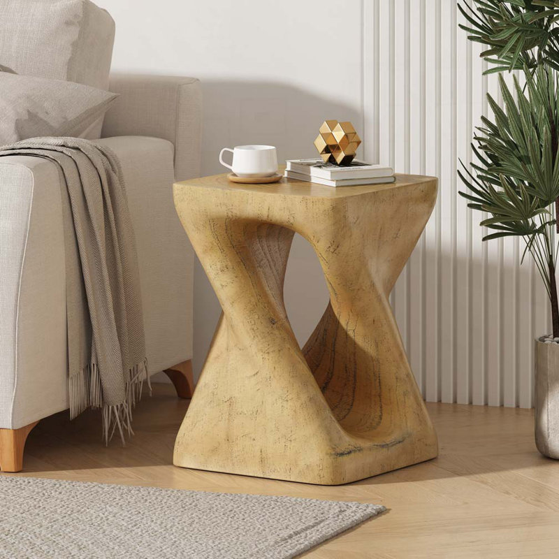 Table d'appoint MGO Twist Shape, texture semblable au bois, durable et résistante aux intempéries, Naturel