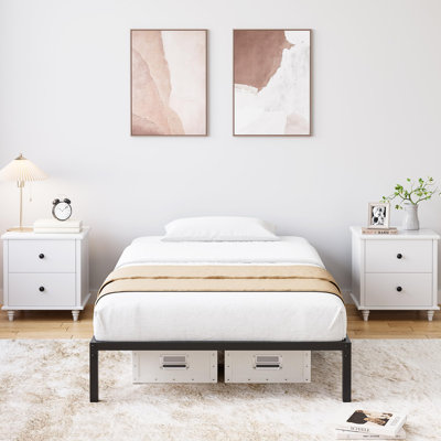 10" Twin Metal Platform Bed Frame, Medium-Profile Steel Bed Base with Under Bed Storage, No Box Spring Needed
