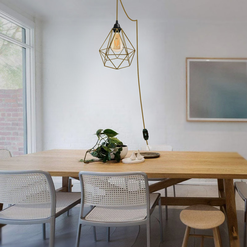 Peggie 1-Light Gold Geometric Pendant Light – Modern Ceiling Hanging Fixture by Fairmont Park, Gold