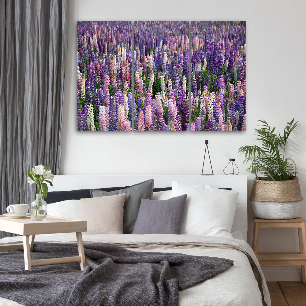 Leinwandbild Blumen Wiese Lila