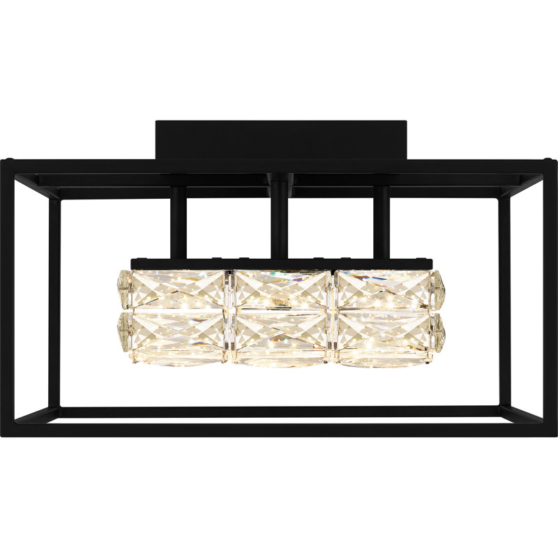Plafonnier semi-encastré 1 lumière DEL 15,75 po, Noir mat