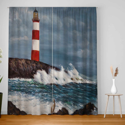 Lighthouse at the Edge of the Sea Blackout Curtains Pair