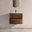 Meuble-lavabo mural en noyer de 24 po avec lavabo en céramique et un grand trou de robinet pour salle de bain