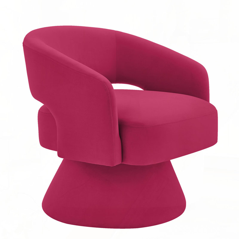 Fauteuil demi-tonneau pivotant rembourré en velours, Rose