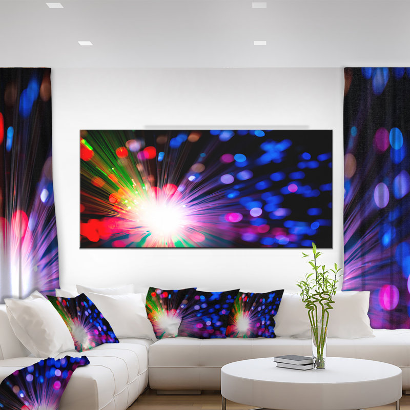 Multicolore fibre optique éclairage - impression sur toile tendue, H 28 po x l 60 po