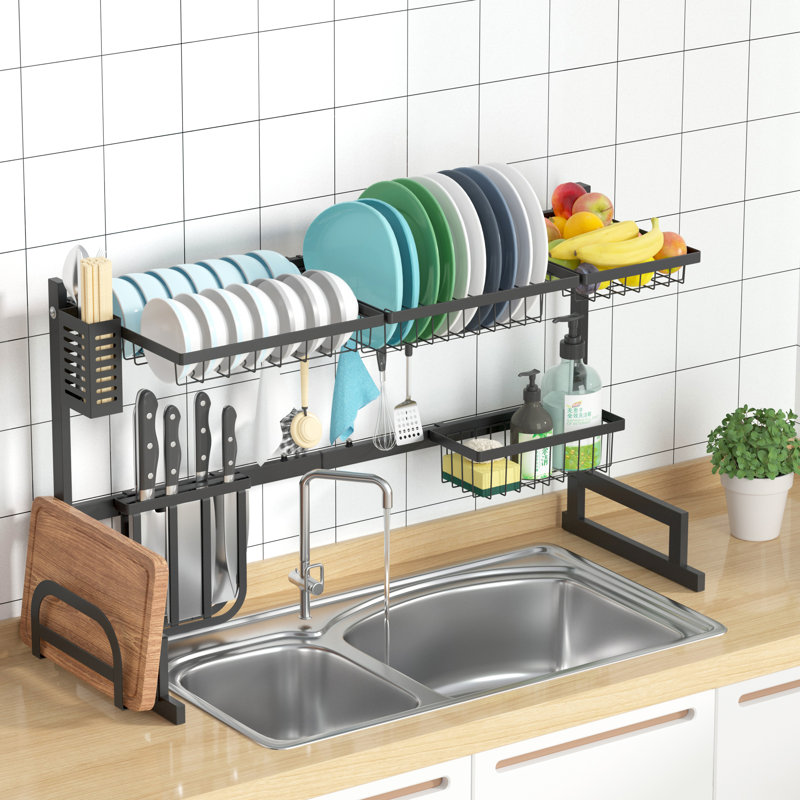 Égouttoir à vaisselle réglable en acier inoxydable