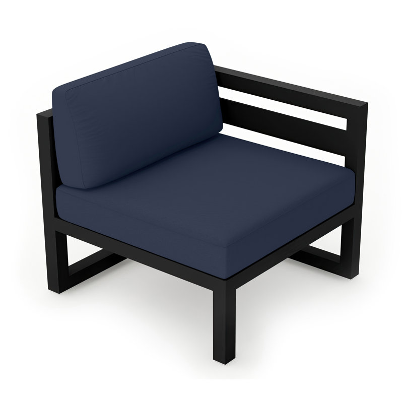 Avion Patio Chair with Sunbrella Cushions, Spectrum Indigo Sunbrella®, Black