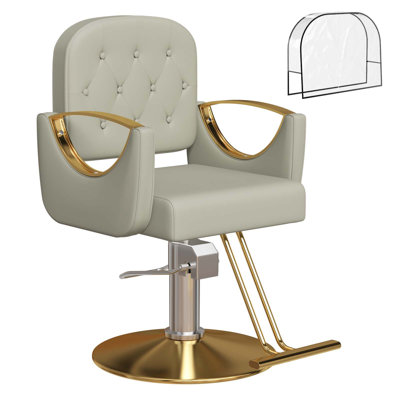 Fauteuil de coiffeur Fauteuil de coiffeur pivotant sur 360 degrés Fauteuil de coiffeur pivotant à capacité hydraulique Capacité de 330 lb pour spa tout usage, gris