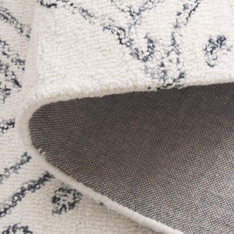 Ebony 929 Hand Tufted Wool/Cotton Geometric Shapes Rug in Ivory/Gray, Rectangle 8' x 10'