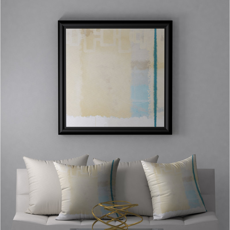 Reversible Throw Pillow, 24" x 24", Beige/Blue