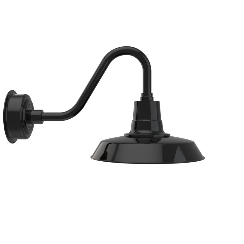 Lampe col de cygne extérieure, Noir, H 14,02 po x l 14 po x P 23,25 po